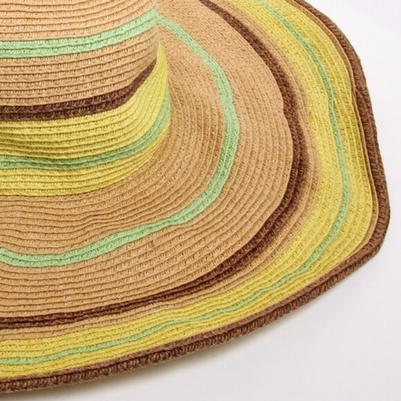 Amiani Stripes Floppy Straw Sun‎ Hat Multicolor Women One Size main image 5